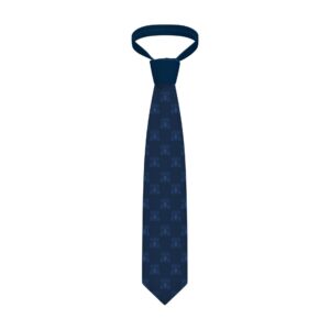 Corbata oficial de seda azul marino con escudo de la Universidad de Alcalá.