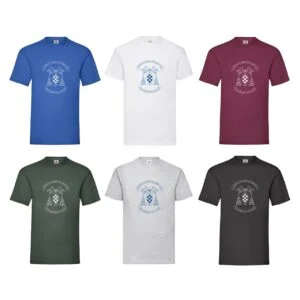 Camisetas oficiales de algodón de la Universidad de Alcalá disponibles en varios colores.
